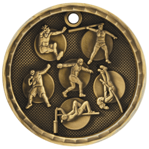 Track & Field 3-D Medal-Gold