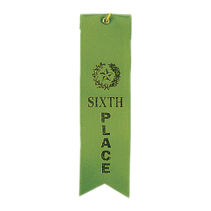 6th Place Carded Ribbon with String